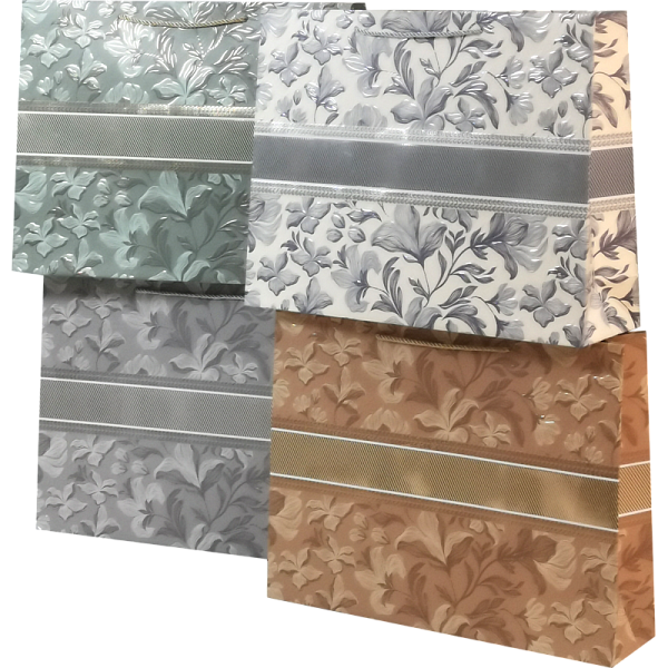 Пакет подарочный бумажный "deVENTE. Vintage Pattern" горизонтальный, 25x20x10 см, горячее тиснение и конгрев, бумага 210 г/м², ассорти 4 дизайна