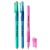 Ручка гелевая 0,7 мм стираемая "deVENTE. Study Pen. School" СИНЯЯ, корпус ассорти 3 цвета с покрытием Velvet Touch, с эргономичным каучуковым держателем, с 2-мя ластиками (в колпачке и на конце корпуса) сменный стержень, индивидуальная маркировка