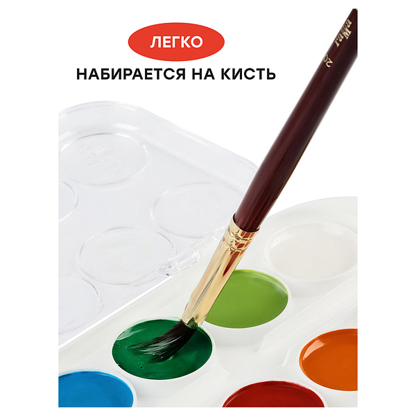 Акварель 12 цветов Гамма "Мультики", без кисти, медовая, пластиковая упаковка, евпроподвес