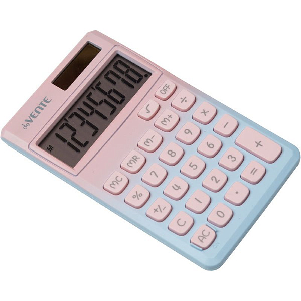 Калькулятор карманный 8-разр. "deVENTE. Degrade" DP-4, 70x118x11 мм, голубой и розовый деграде, работа с памятью, автоматическое вычисление процентов, квадратного корня, коррекция последнего введенного значения, автоматическое отключение,  в картонно