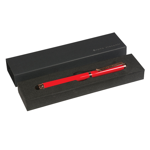 Ручка "VENEZIA CLASSICO" в подарочном футляре, 1,0 ММ, СИНЯЯ (корпус красный, футляр черный)