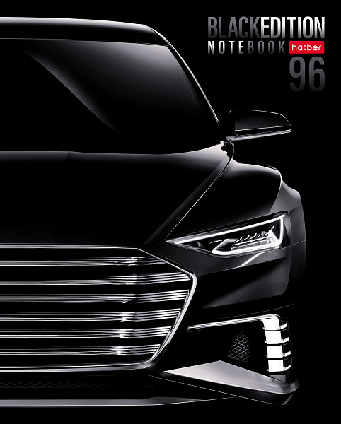 Тетрадь 96 листов в клетку "Black Edition" 65г/кв.м на скобе глянц. ламин.