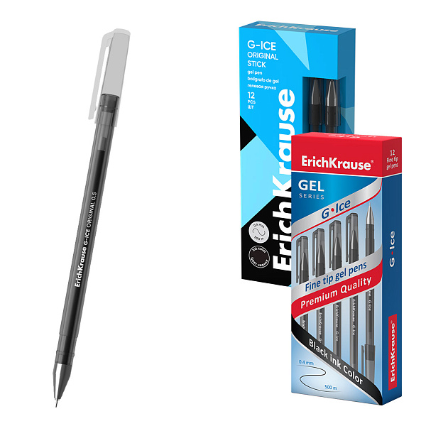 Ручка гелевая ErichKrause G-Ice Stick Original 0.5, для ОГЭ/ЕГЭ, цвет чернил черный (в коробке по 50 шт.)