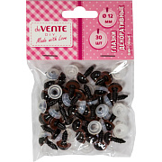 Глазки декоративные "deVENTE" круглые пластиковые, винтовые с фиксатором, 30шт, 12 мм, коричневые в пластиковом пакете с блистерным подвесом