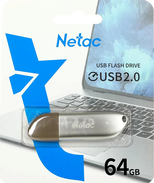 Флеш Диск Netac 64GB U352  USB2.0 серебристый
