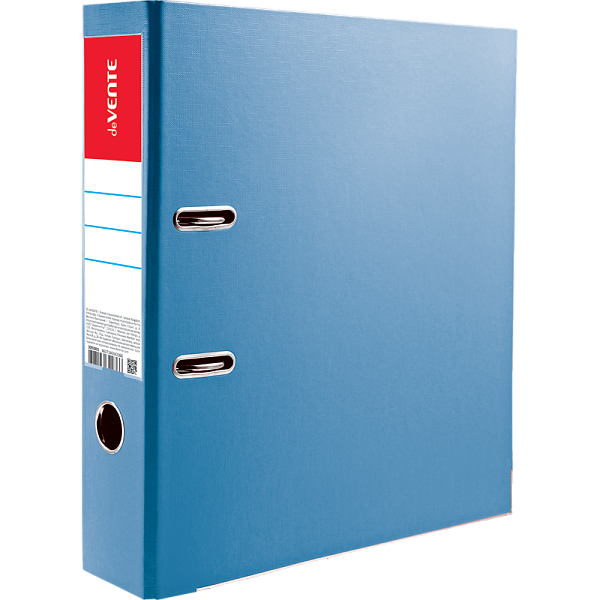 Папка-регистратор 50 мм "deVENTE" PP двусторонний разобранная, голубая металлическая окантовка, запечатка форзаца, наварной карман с этикеткой,