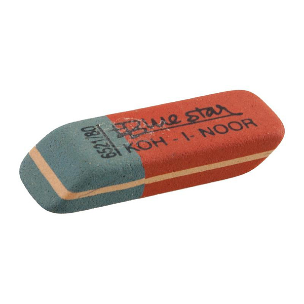 Ластик каучук BLUE STAR 6521/80 41х14х8 мм, красно-синий, для графита и чернил