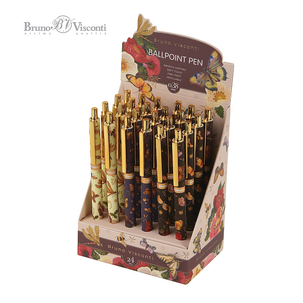 Ручка шариковая автомат 0,38 мм "FAUNA.БАБОЧКИ" СИНЯЯ