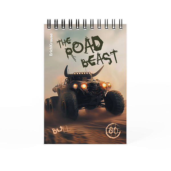 Блокнот А6 80 л. на спирали ErichKrause Road Beast, MIX-PACK