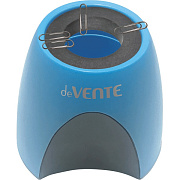 Подставка для пишущих принадлежностей "deVENTE" 10x9x9,3 см со вставкой-магнитным держателем для скрепок, в комплекте со скрепками 10 шт, пластиковая, в картонной коробке, голубая