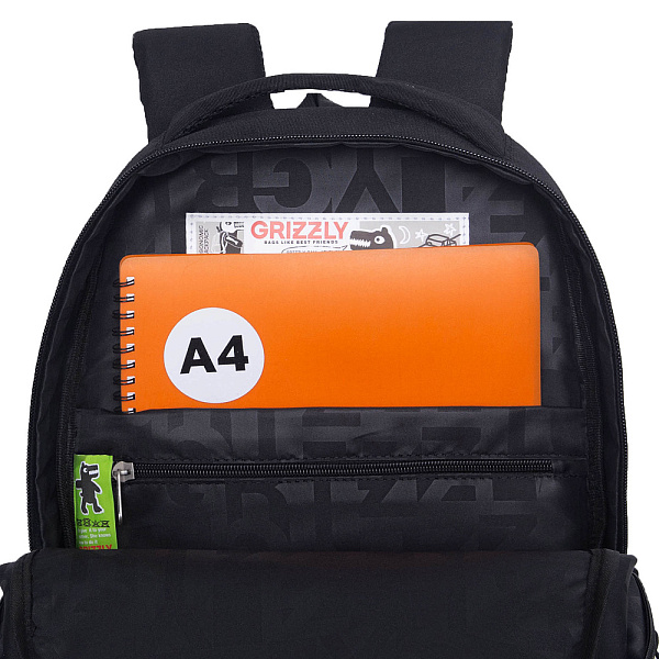 Рюкзак школьный с картхолдером на держателе (/1 черный - серый)