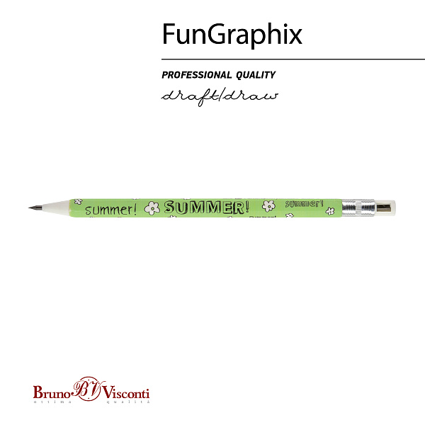 Карандаш цанговый 2 мм с точилкой "FunGraphix. Лето"