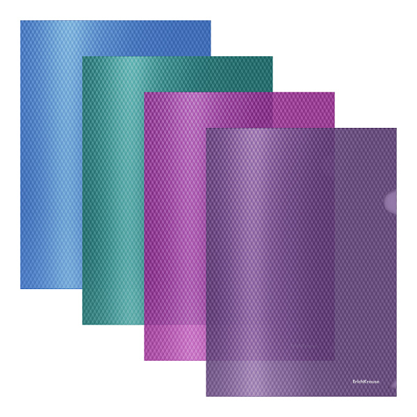 Папка - уголок А4 ErichKrause Diamond Vivid, полупрозрачный, пластиковая, ассорти