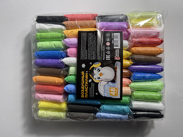 Пластилин воздушный 48 шт, со стеком