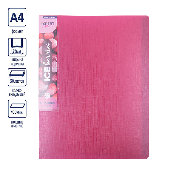 Папка 60ф А4 "Expert Complete"   Trend ICEberries 700 мкм  25 мм  1 шт. брусника