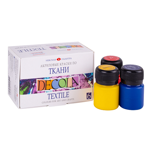 Акрил по ткани 6 цв. 20 мл. (банка) DECOLA
