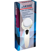 Лупа "deVENTE" со светодиодной подсветкой, с увеличением 3 раза, d=65 мм, свет по кругу, на 2-х батарейках AAA, 1.5Вт, батарейки в комплект не входят, белый пластик, в картонной коробке