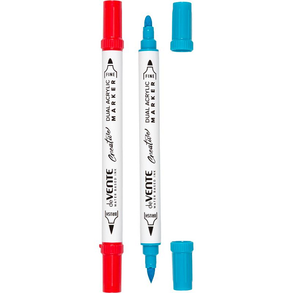 Набор маркеров акриловых "deVENTE. HOBBY CREATIVE. Classic&Pastel" 48 цв. двусторонние (кистевидный 1-5 мм/пулевидный 2-4 мм), круглый корпус, в пластиковой коробке