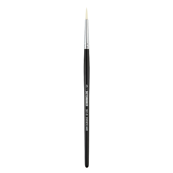 Кисть для акрила Sketchmarker 351 жесткая синтетика круглая ручка короткая №3