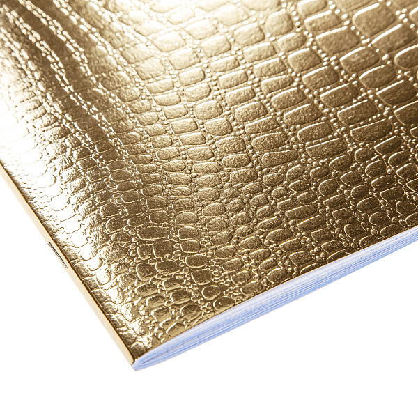 Тетрадь А5 48 листов в клетку, "METALLIC", обложка из бумвинила, тиснение CROCO, 60 г/м2, золото
