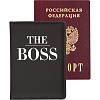 Обложка д/паспорта "deVENTE. The BOSS" 10x14 см, искусственная кожа, поролон, шелкография, отстрочка, 3 отделения для визиток, в пластиковом пакете с европодвесом