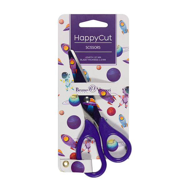 Ножницы 137 мм детские "HAPPYCUT" С ПРИНТОМ,  