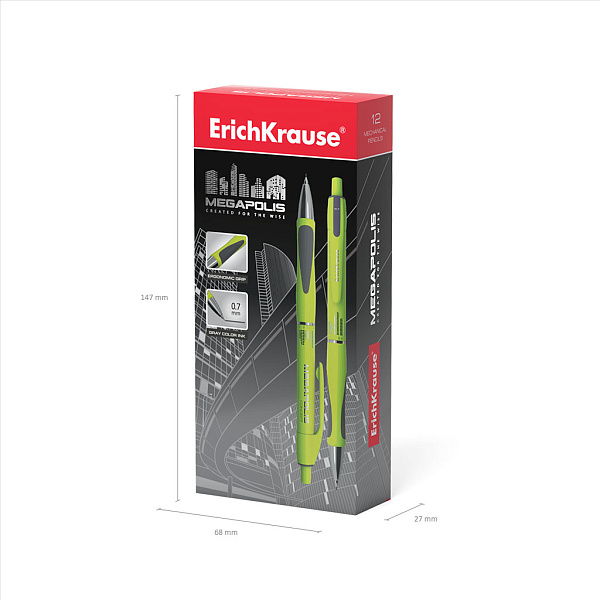 Карандаш автоматический 0,7 мм ErichKrause® MEGAPOLIS® Concept  НВ (в коробке)