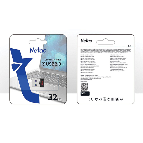 Флеш Диск Netac 32GB UM81 NT03UM81N-032G-20BK USB2.0 черный