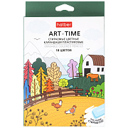 Карандаши 18 цв. "Hatber. ART-TIME" стираемые пластиковые трехгран.корпус,заточен. карт.короб