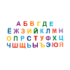 Набор магнитов "deVENTE. Азбука на магнитах" пластиковых, цвета ассорти (7 цветов радуги - красный, оранжевый, желтый, зеленый, голубой, синий, фиолетовый), 33 буквы, средний размер буквы 32x28x6 мм, в пластиковом пакете с блистерным подвесом
