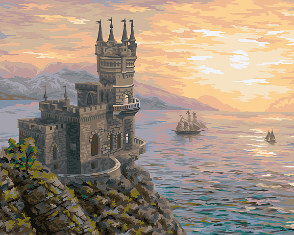 Картина по номерам 50*40 "Ласточкино гнездо. Утро" "ФРЕЯ"