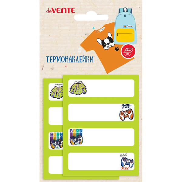 Наклейка-термотрансфер  8 шт. "deVENTE" Level Up Game" 60x20 мм на тканевой основе, в пласт.пакете с подвесом