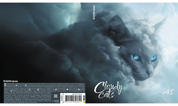 Тетрадь 48 листов в клетку "Cloudy Cats", матовая ламинация  ErichKrause  _MIX-PACK