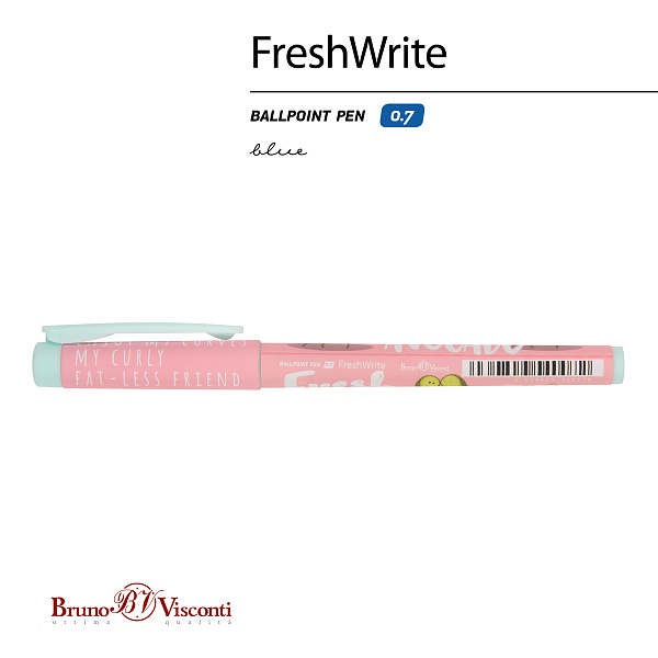Ручка шариковая 0,7 мм "FreshWrite. Авокадо. Любовь" СИНЯЯ