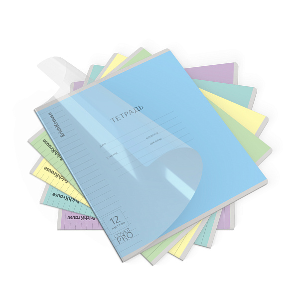 Тетрадь 12 л. лин. пластиковая обложка ErichKrause Классика CoverPrо glossy, А5+, на скобе MIX-PACK