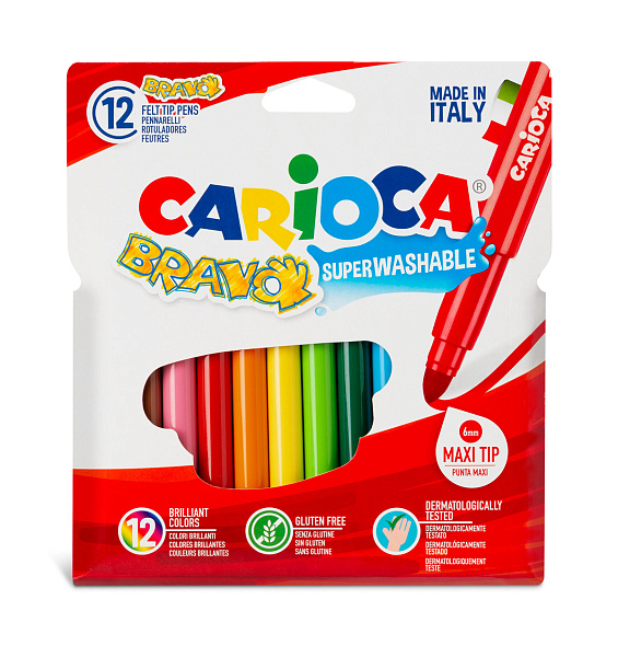 Фломастеры 12 цв. Carioca   Bravo утолщенные