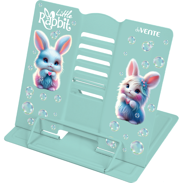 Подставка для учебников и книг "deVENTE. Little Rabbit" 20x19 см, металлическая окрашенная, вес 430 г, с противоскользящими ножками, с полноцветным рисунком, в пластиковом пакете с европодвесом