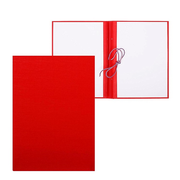 Папка универсальная для выпускных работ (без надписи), бумвинил, гребешки/сутаж, без бумаги, красная (вместимость до 150 листов)