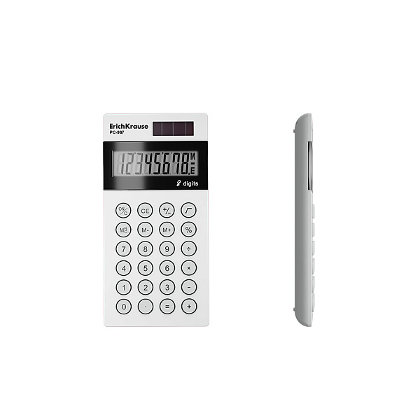 Калькулятор карманный 8-разр. ErichKrause PC-987 Classic, белый (в коробке по 1 шт.)