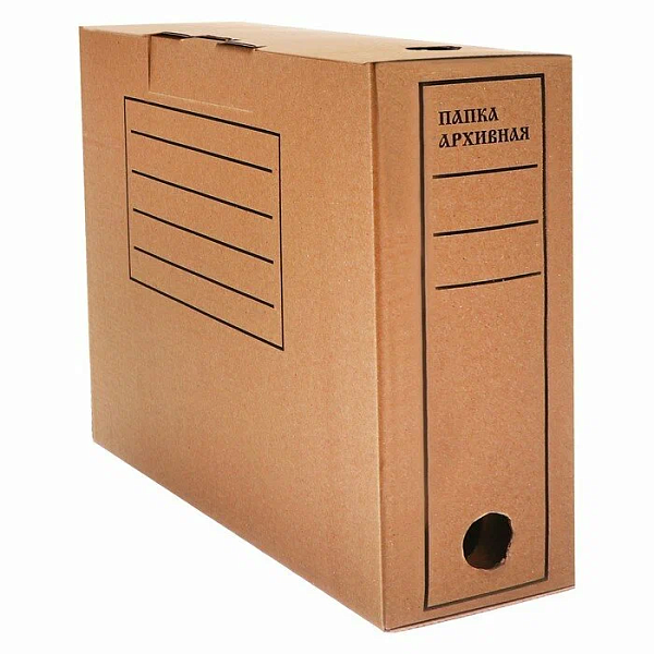 Короб архивный с клапаном 100 мм, до 900 листов, INDEX микрогофрокартон, бурый