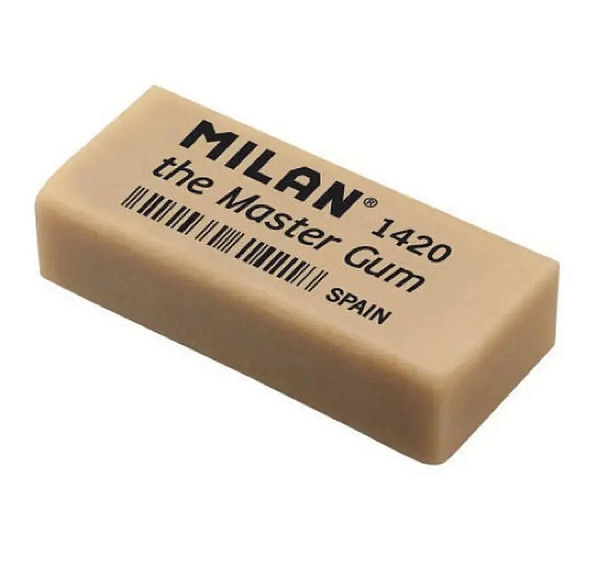 Ластик Milan Master Gum 1420 прямоугольный 55*23*15 мм из синтетич. каучука для графита, для примен. в изобразительном искусстве