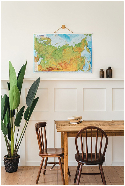 Карта России физическая Интерактивная 1:8,5М 101х70 см (с ламинацией).