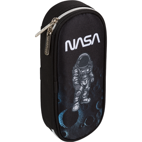 Пенал "deVENTE. NASA" 21x8x5 см, овальный для 50 предметов, с внутренним органайзером-створкой, плотный износостойкий полиэстер с водоотталкивающей пропиткой, на молнии