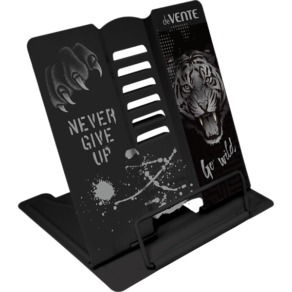 Подставка для учебников и книг "deVENTE. Wild Tiger" 15,4x15,2 см, металлическая окрашенная, вес 235 г, с противоскользящими ножками, с полноцветным рисунком, в пластиковом пакете с европодвесом
