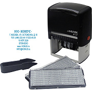 Датер автоматический самонаборный "deVENTE" 8727, 6-ти строчный, 60x40 мм, в комплекте с основной и дополнительной кассами и пинцетом, в блистере