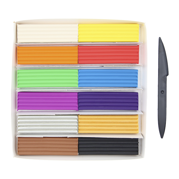 Пластилин 12 цв. Луч «Фантазия» (классический + золотой + серебряный), 230 г, стек