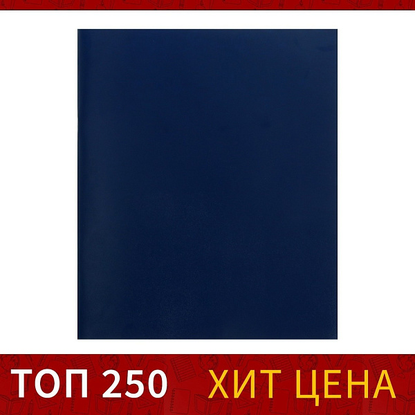 Тетрадь 48 листов, клетка, обложка бумвинил синий, блок офсет