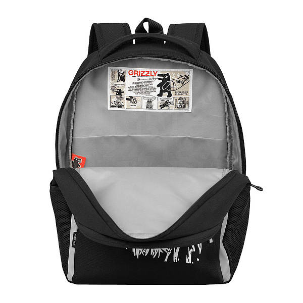 Рюкзак школьный с картхолдером на держателе (/1 черный - фосфорный)