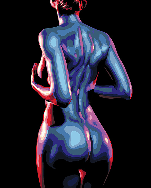 Картина по номерам 50*40 эффект черного холста "В свете неона" "ФРЕЯ"