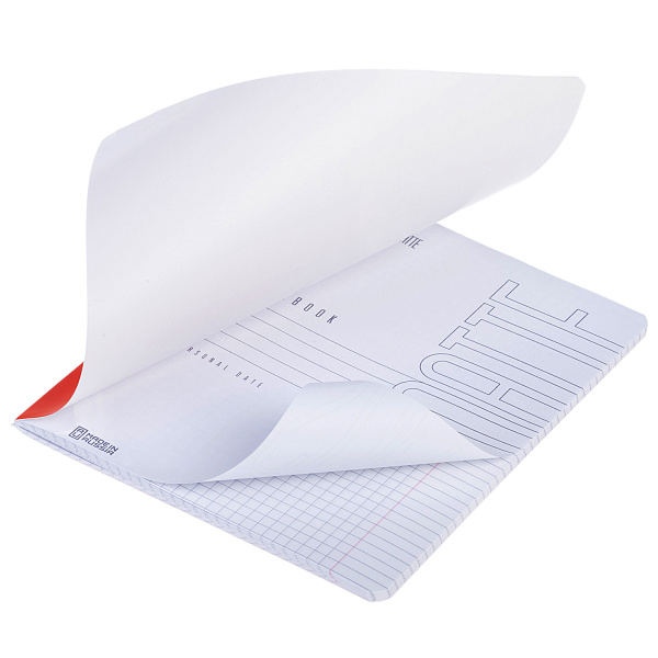 Тетрадь 48 листов в клетку "СОЛО- Красный шелк" 60-65г/кв.м на скобе Обл. мел.картон ламинация СОФТ ТАЧ красный запечатанный тит.лист скругл.углы